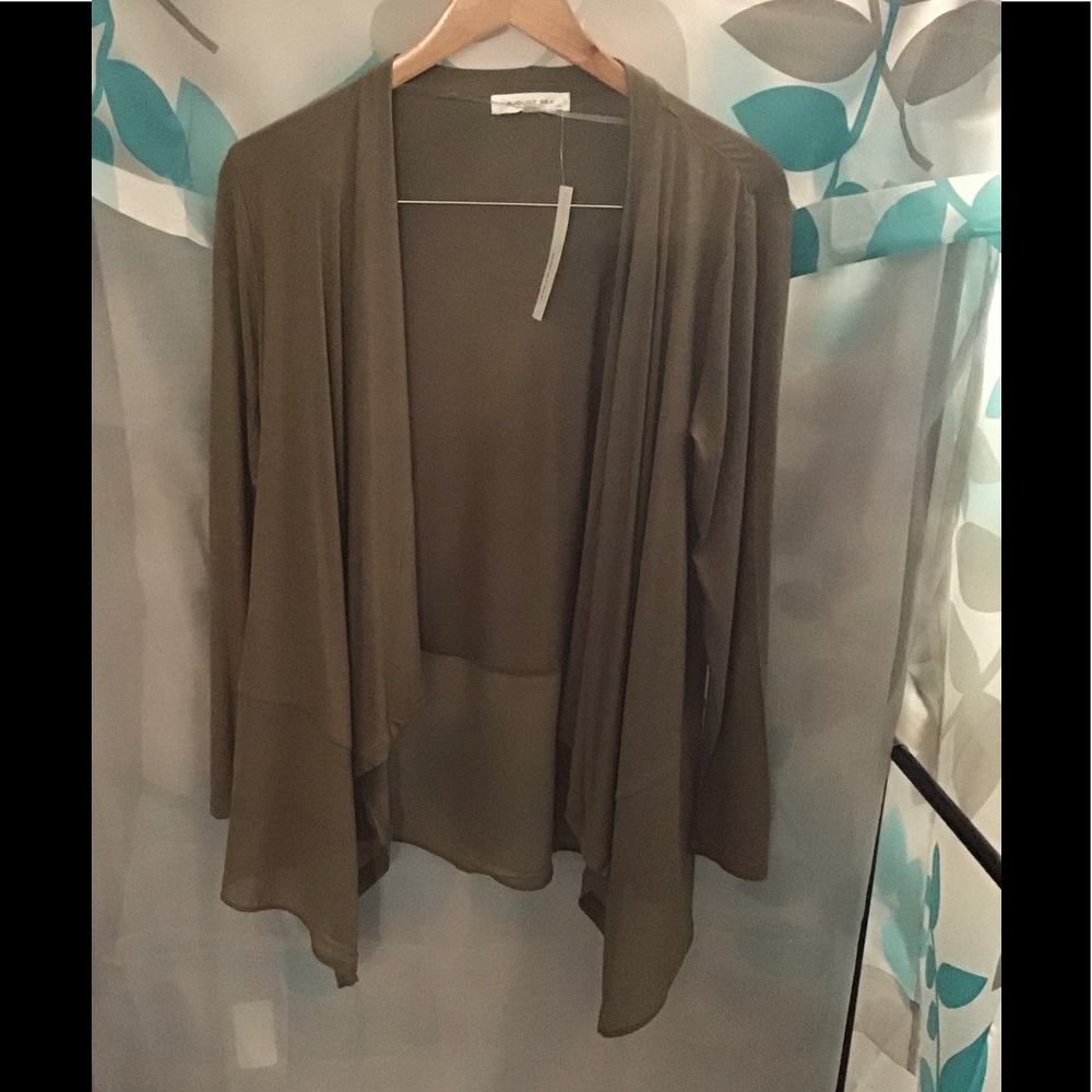August Silk Brand Olive Green Mid-Length Duster.